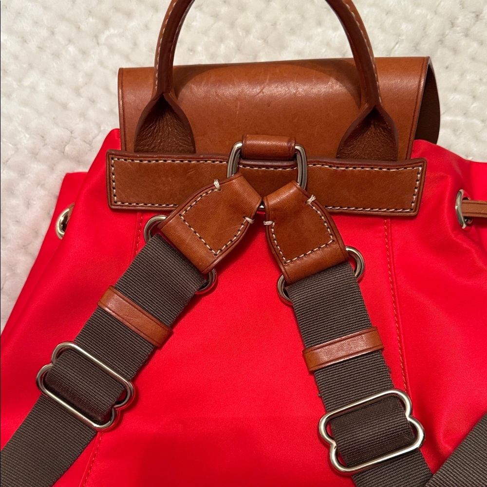Dooney & Bourke Red Backpack with Brown Accents - Picture 8 of 8